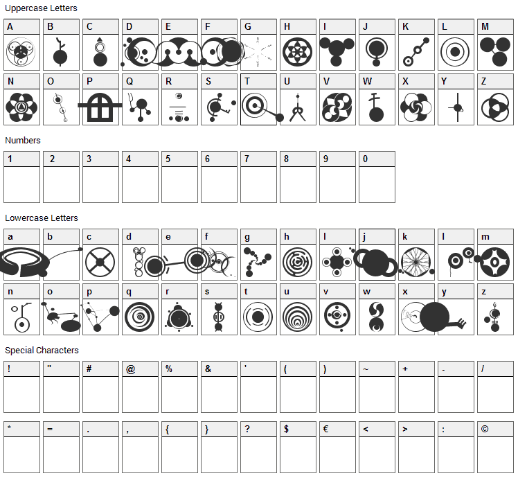 CropBats Font Character Map