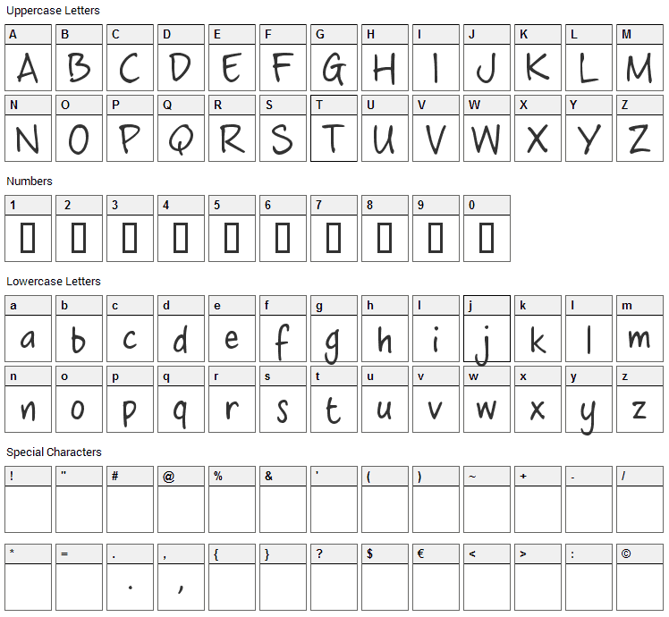Crossword Belle Font Character Map