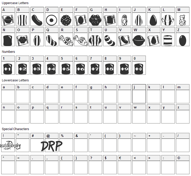 Crushed Candy Font Character Map