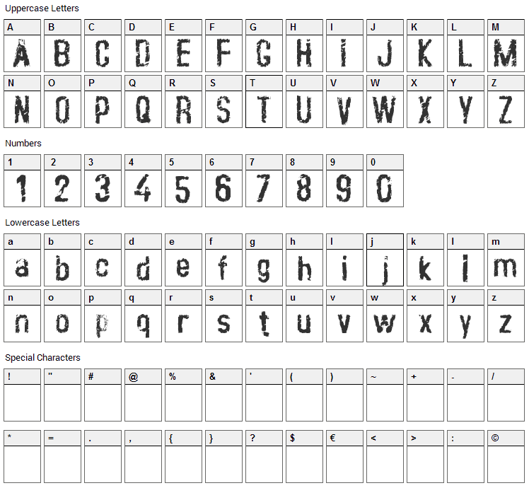 Crust  Clean Font Character Map