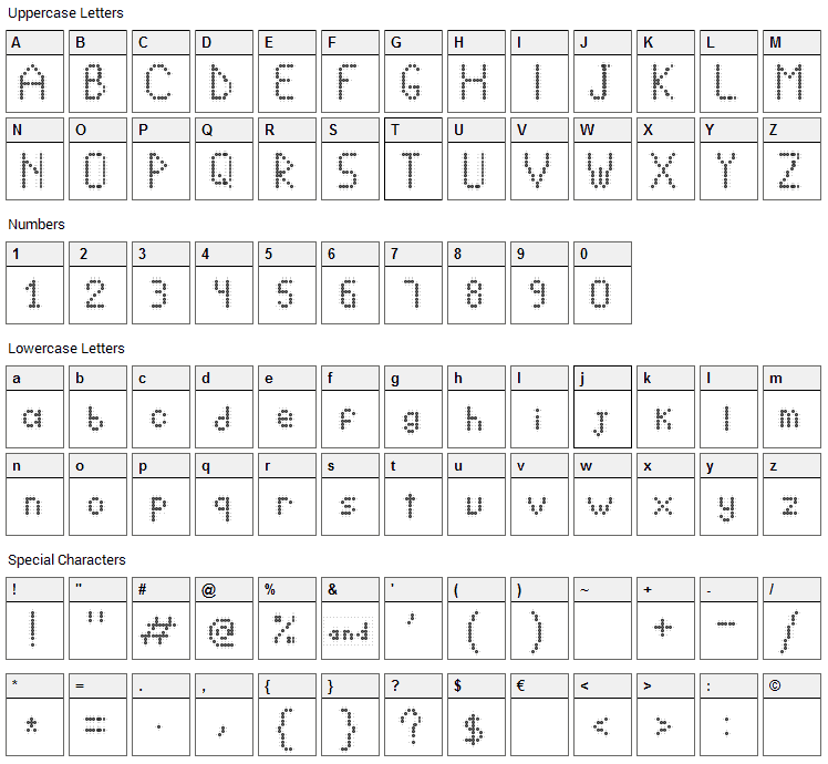 Crystal Lightning Font Character Map