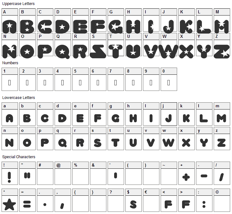 Crystal Universe Font Character Map