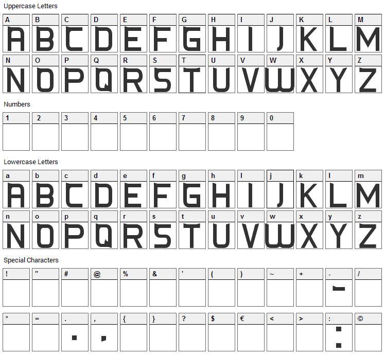 CS-Fox Font Character Map