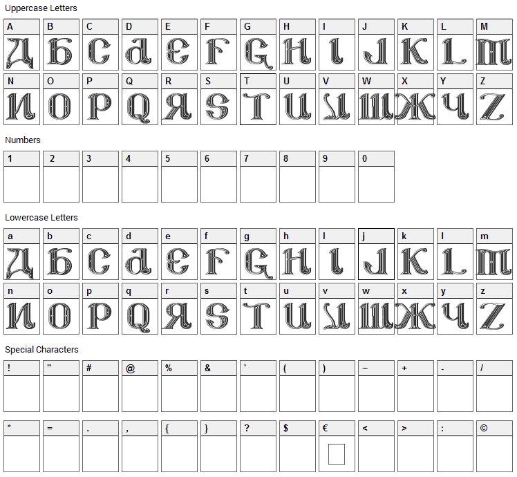 Csar Parade Dress Display Caps Font Character Map