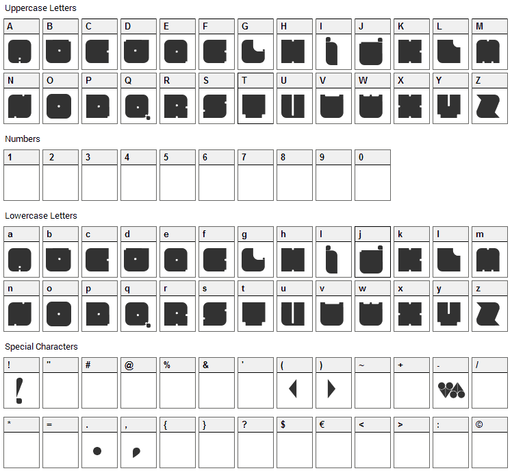 Cuadra Font Character Map