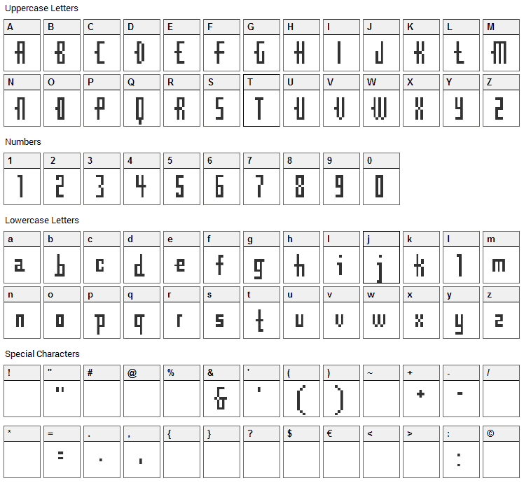 CubeBitmap Font Character Map