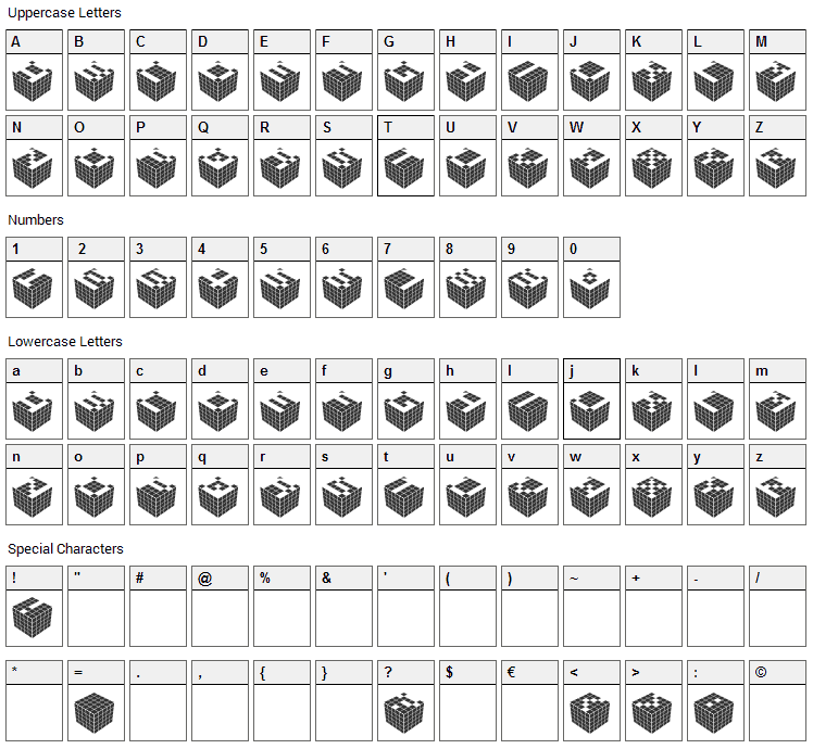 Cubic Dot Font Character Map