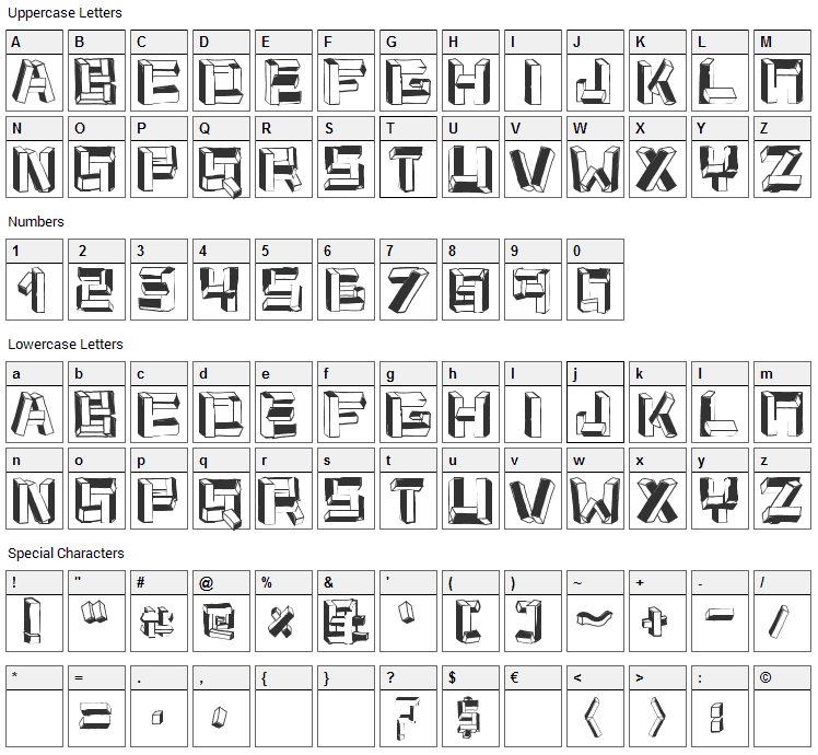 Cubus Font Character Map