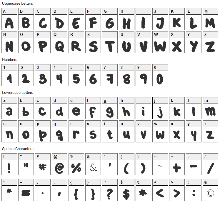 Culia Font Character Map