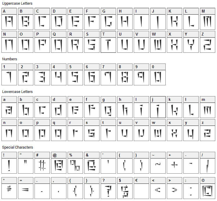 Cuneiform Font Character Map