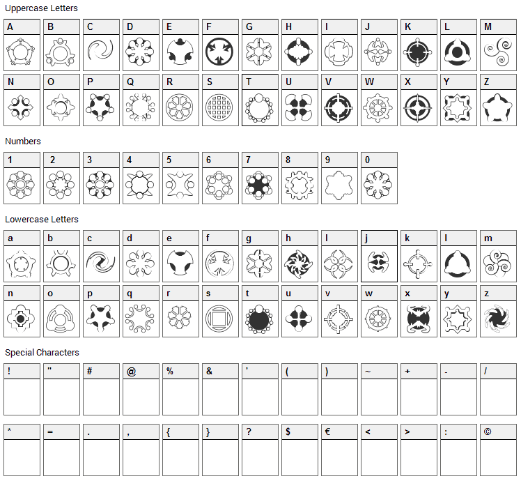 Curious Device Font Character Map