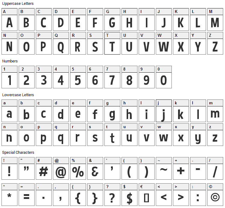 Curse Casual Font Character Map