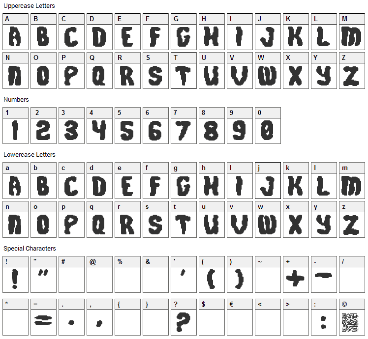 Cursed Law Font Character Map