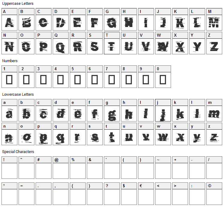 Cut N Paste Font Character Map