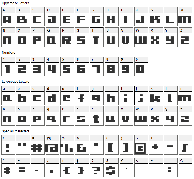 CuteBitMapism Font Character Map