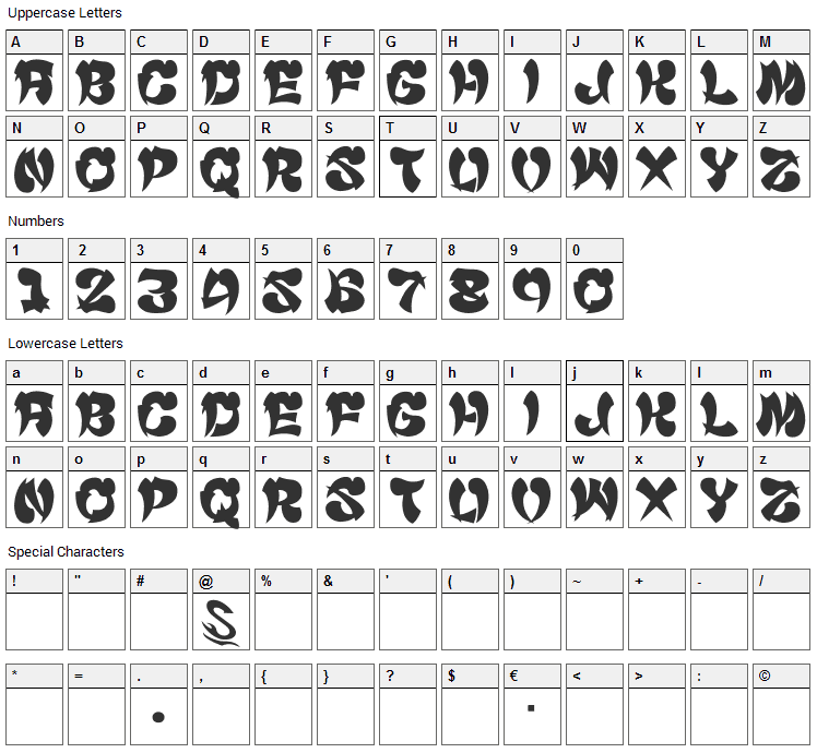 Cyankonabe Font Character Map