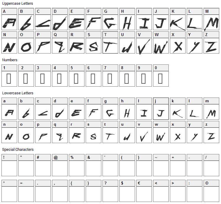 Cyberpunk Font Character Map