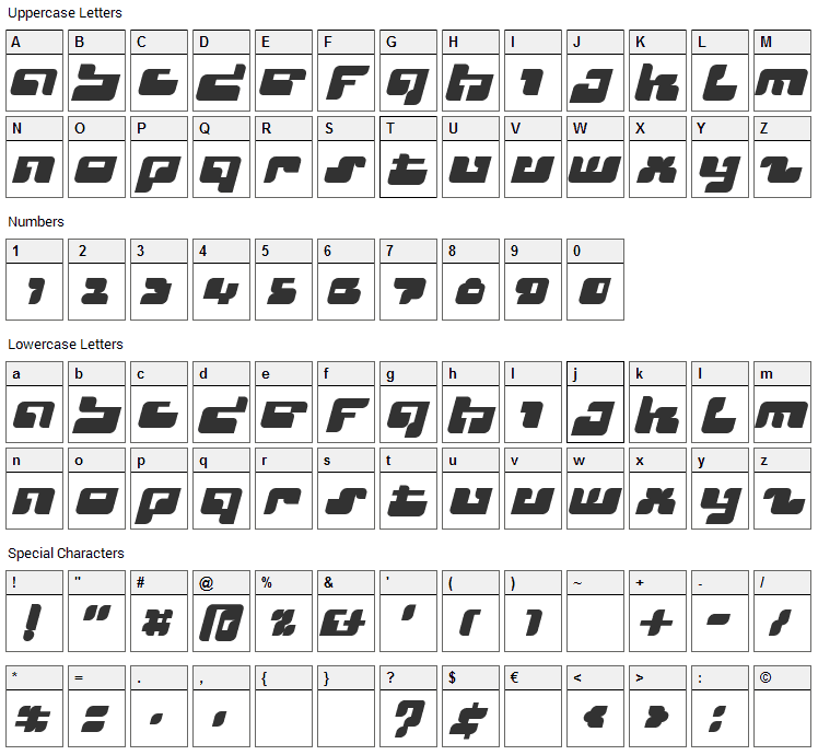 Cyclops Font Character Map