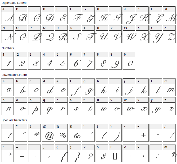 Cygnet Round Font Character Map