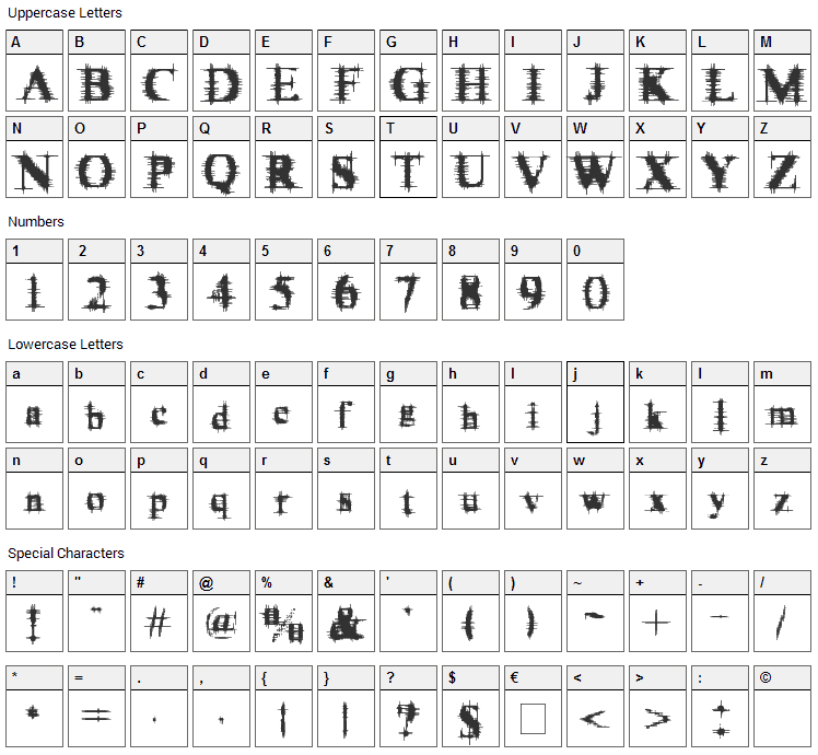 Cymptums Font Character Map