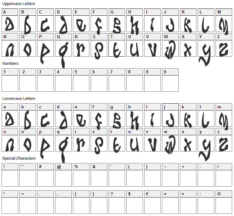 Da Bomb Font Character Map