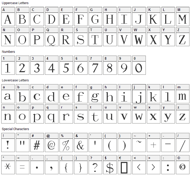 Dactylographe Font Character Map