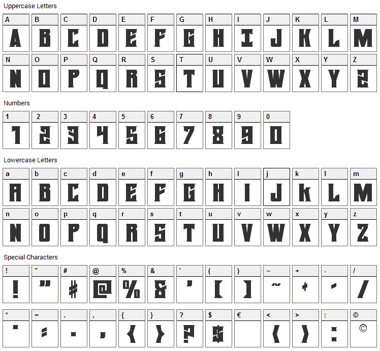 Daemonicus Font Character Map