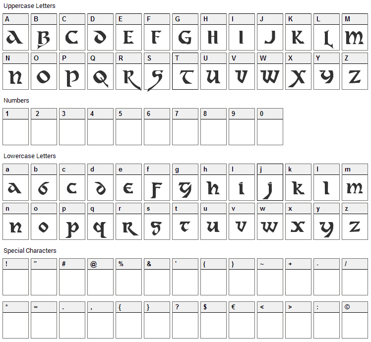 Dahaut Font Character Map