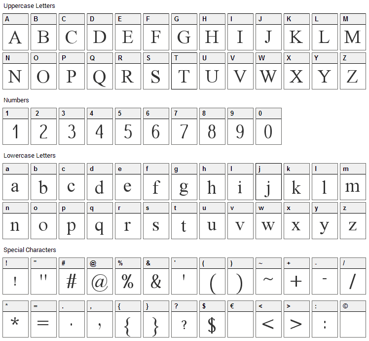 Dai Banna Font Character Map