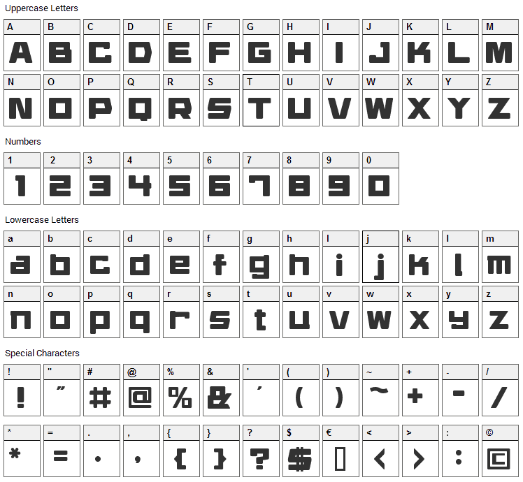 Daidoh Remix Font Character Map