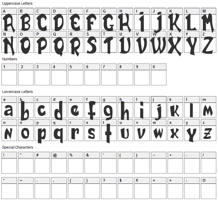 Daily Font Character Map