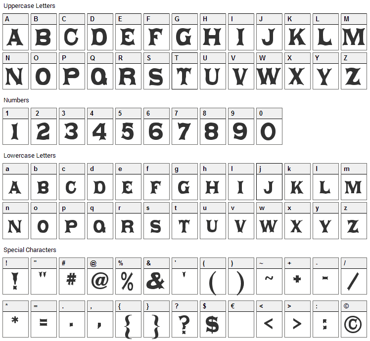 Daisy Font Character Map