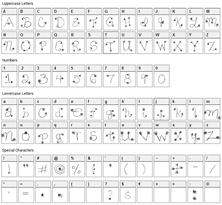 Daisy Mae Font Character Map