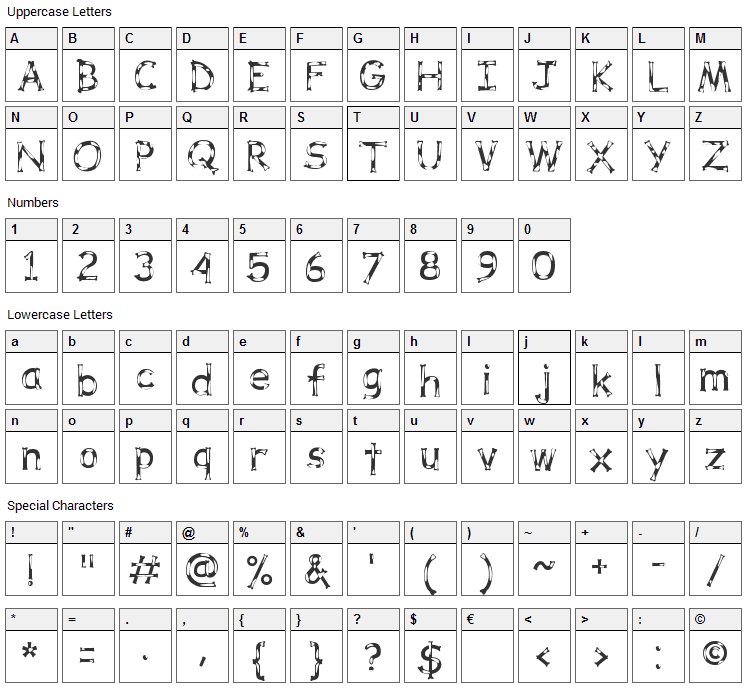 Dalmata Dream Font Character Map