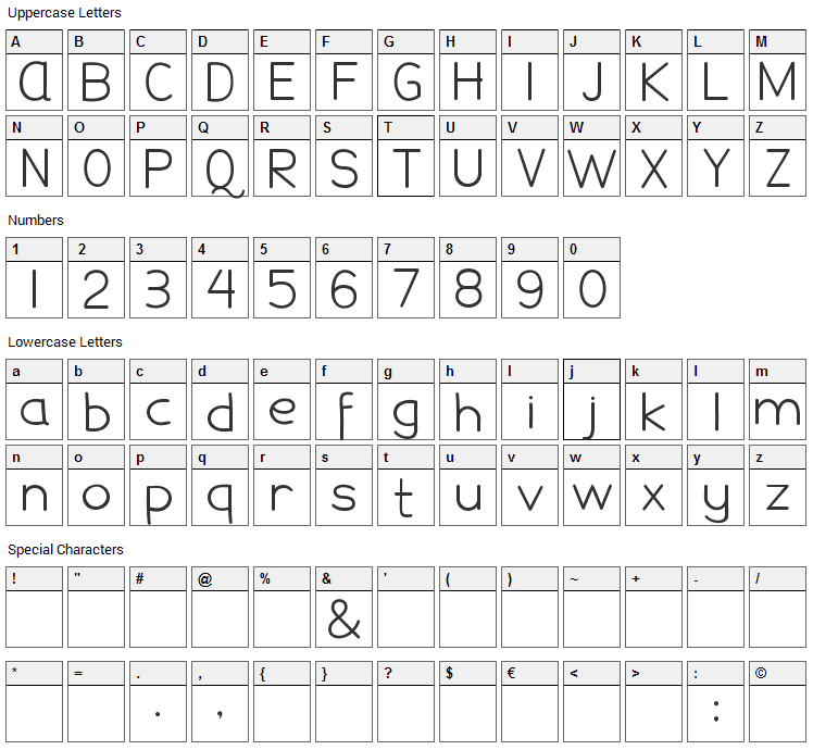 Damai Pelajar Font Character Map