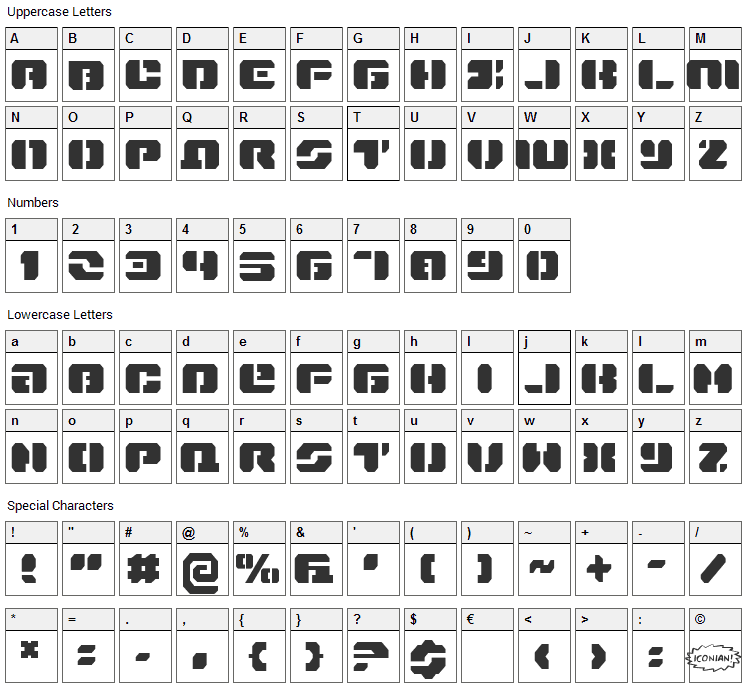 Dan Stargate Font Character Map