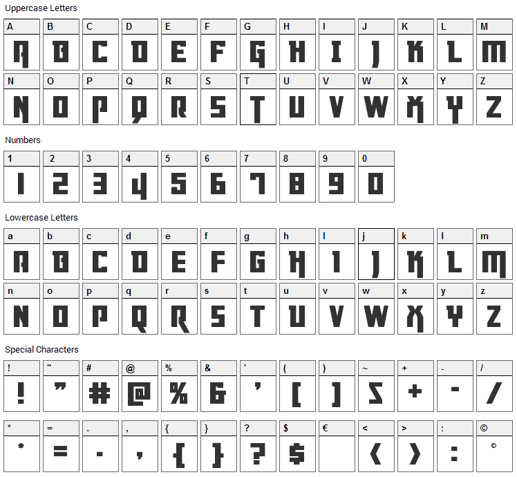 Danger Flight Font Character Map