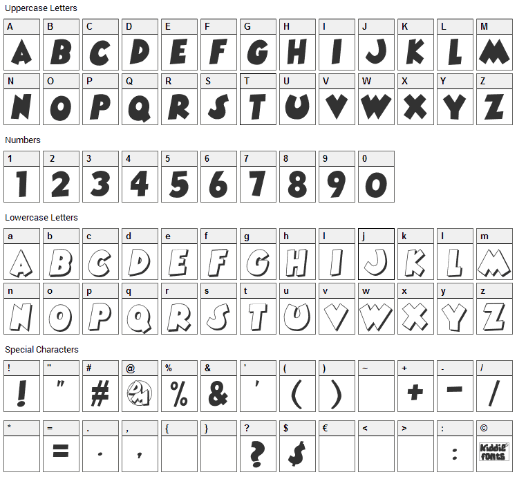 Danger Mouse Font Character Map