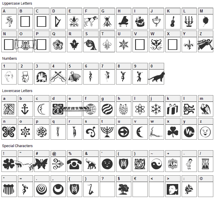 DaOth Font Character Map