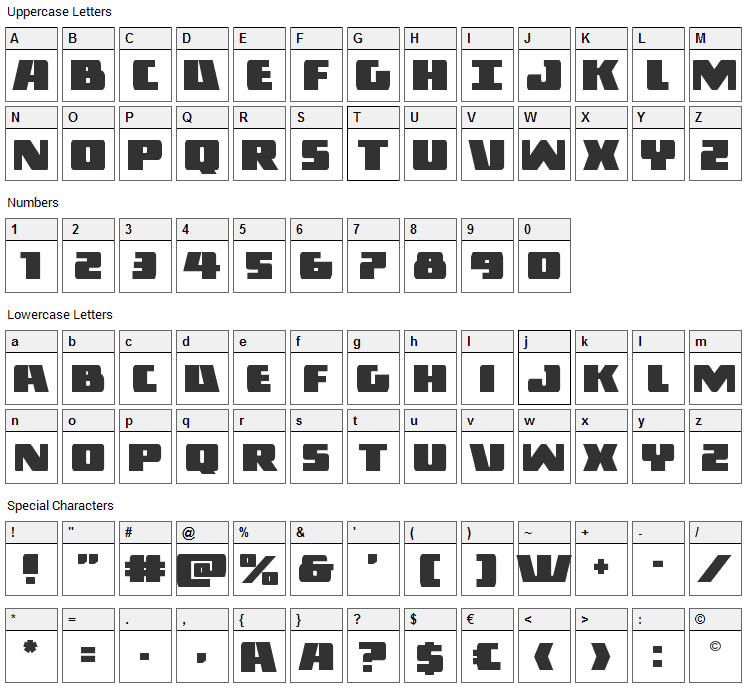 Dark Alliance Font Character Map
