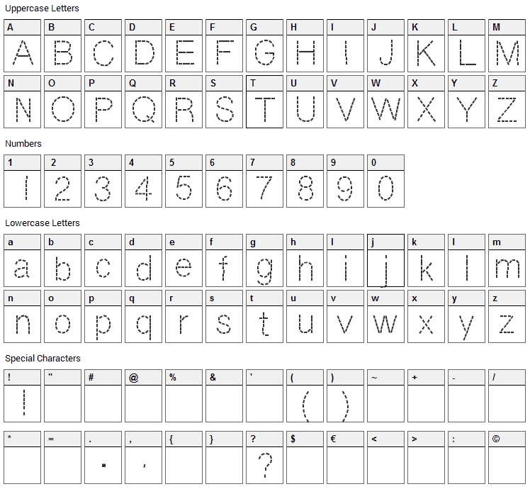 DashNess Font Character Map