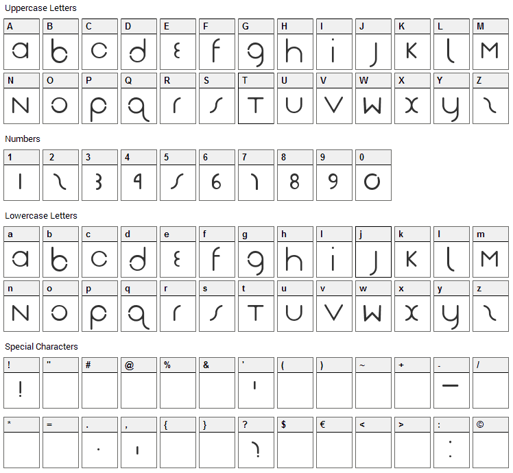 DasReicht Gut Font Character Map