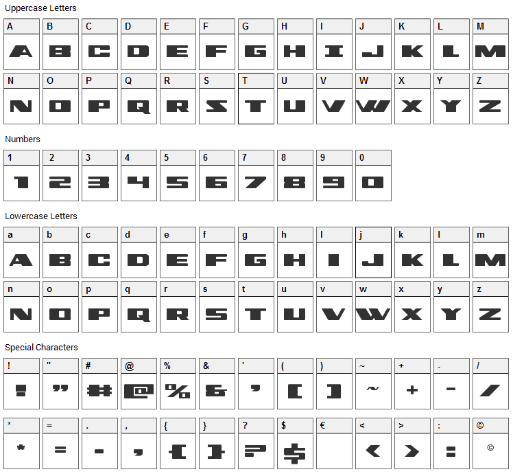 Dassault Font Character Map