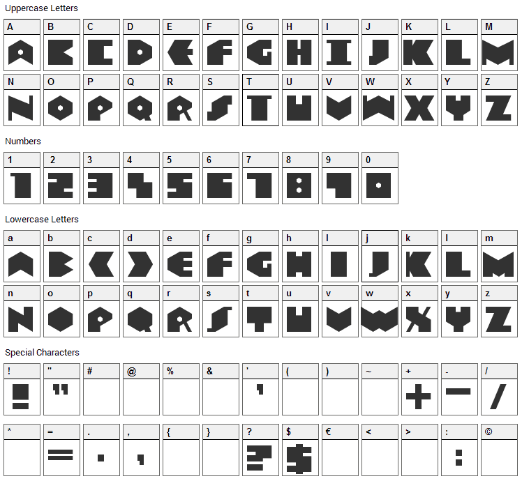 Data Transfert Font Character Map