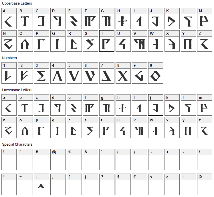 Davek Font Character Map