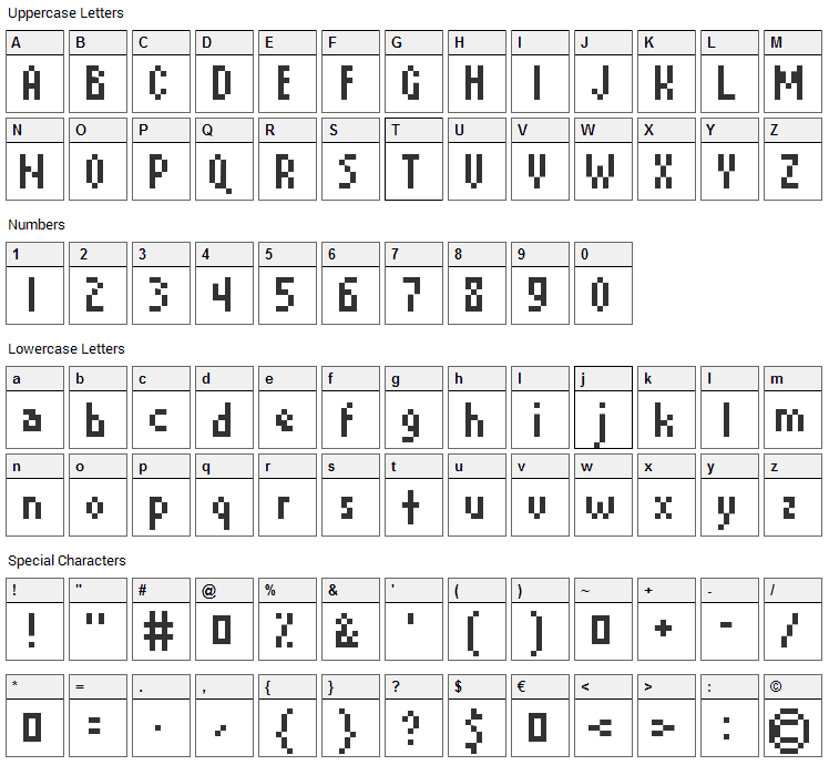 David Device Font Character Map