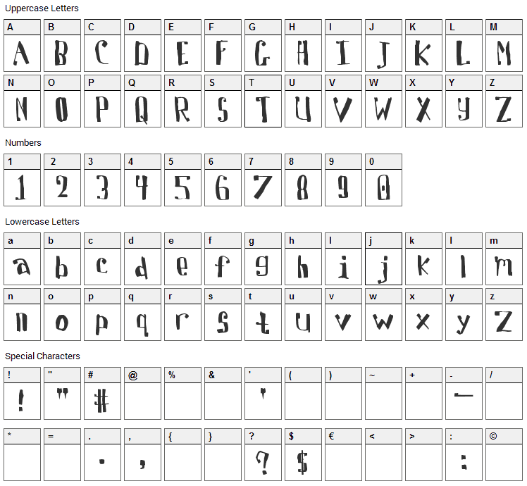 Davis Font Character Map