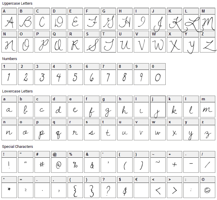 Dawning of a New Day Font Character Map