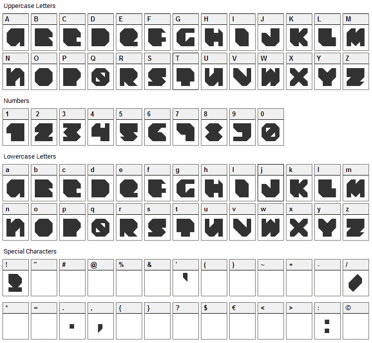 Daydream Daily Font Character Map