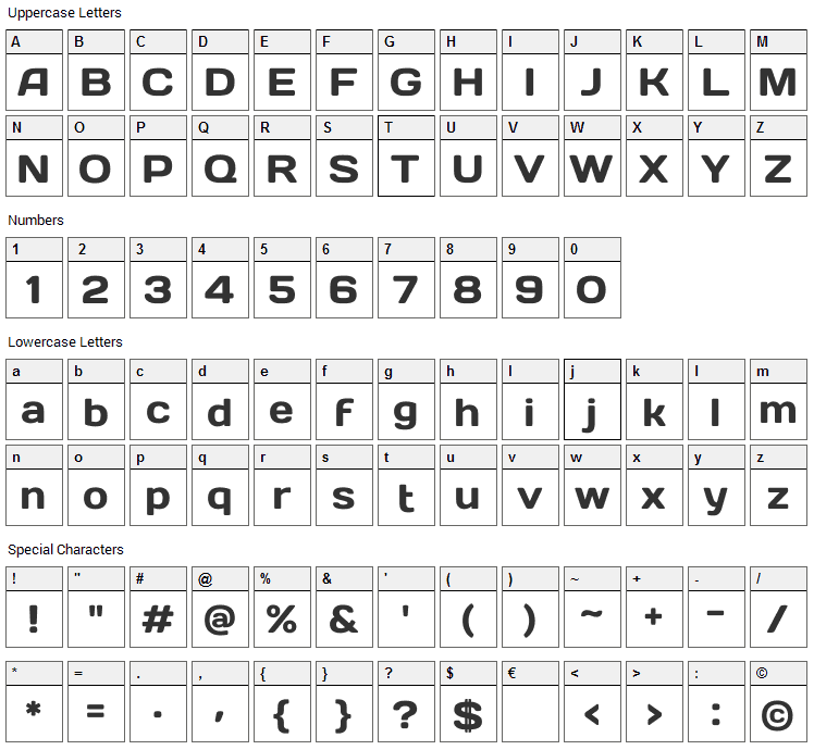 Days One Font Character Map